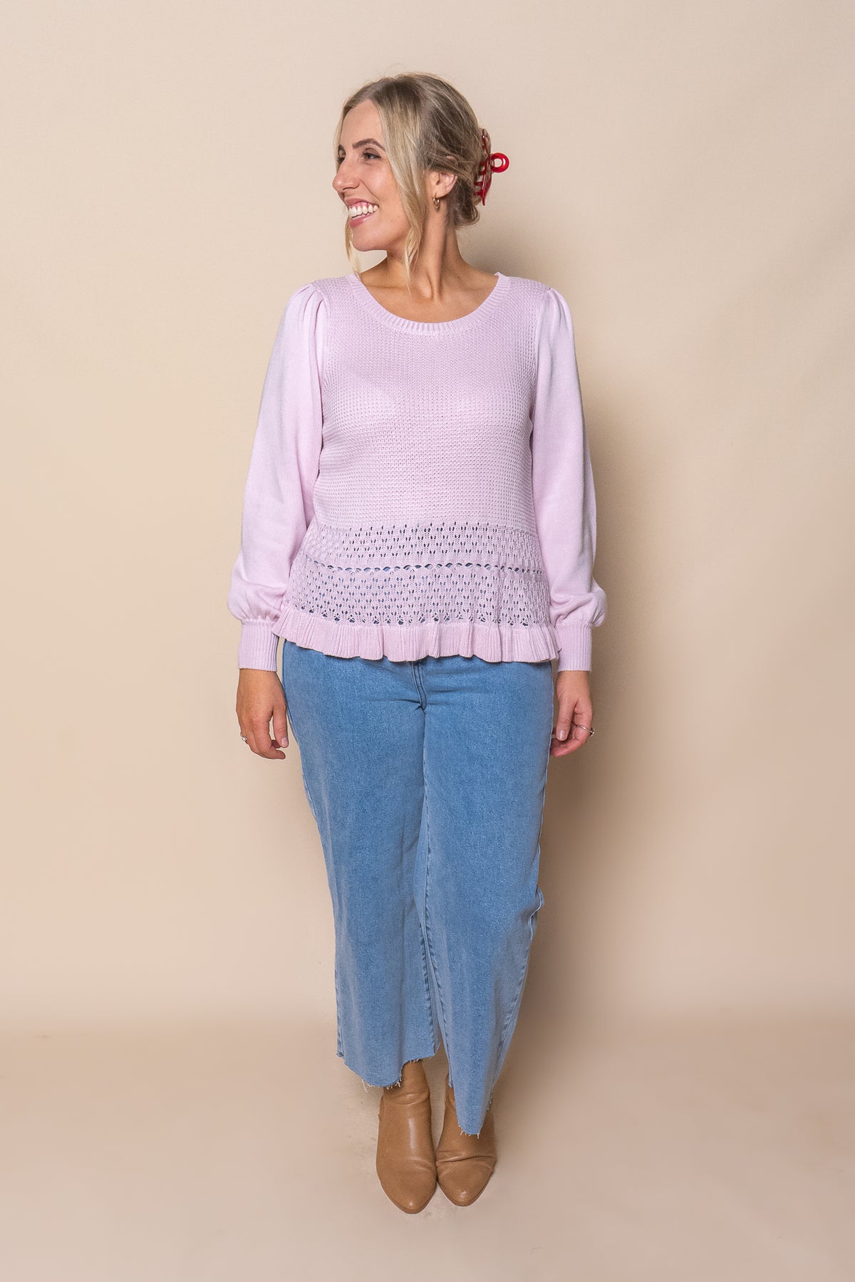 Vicki Knit Jumper in Blush Pink