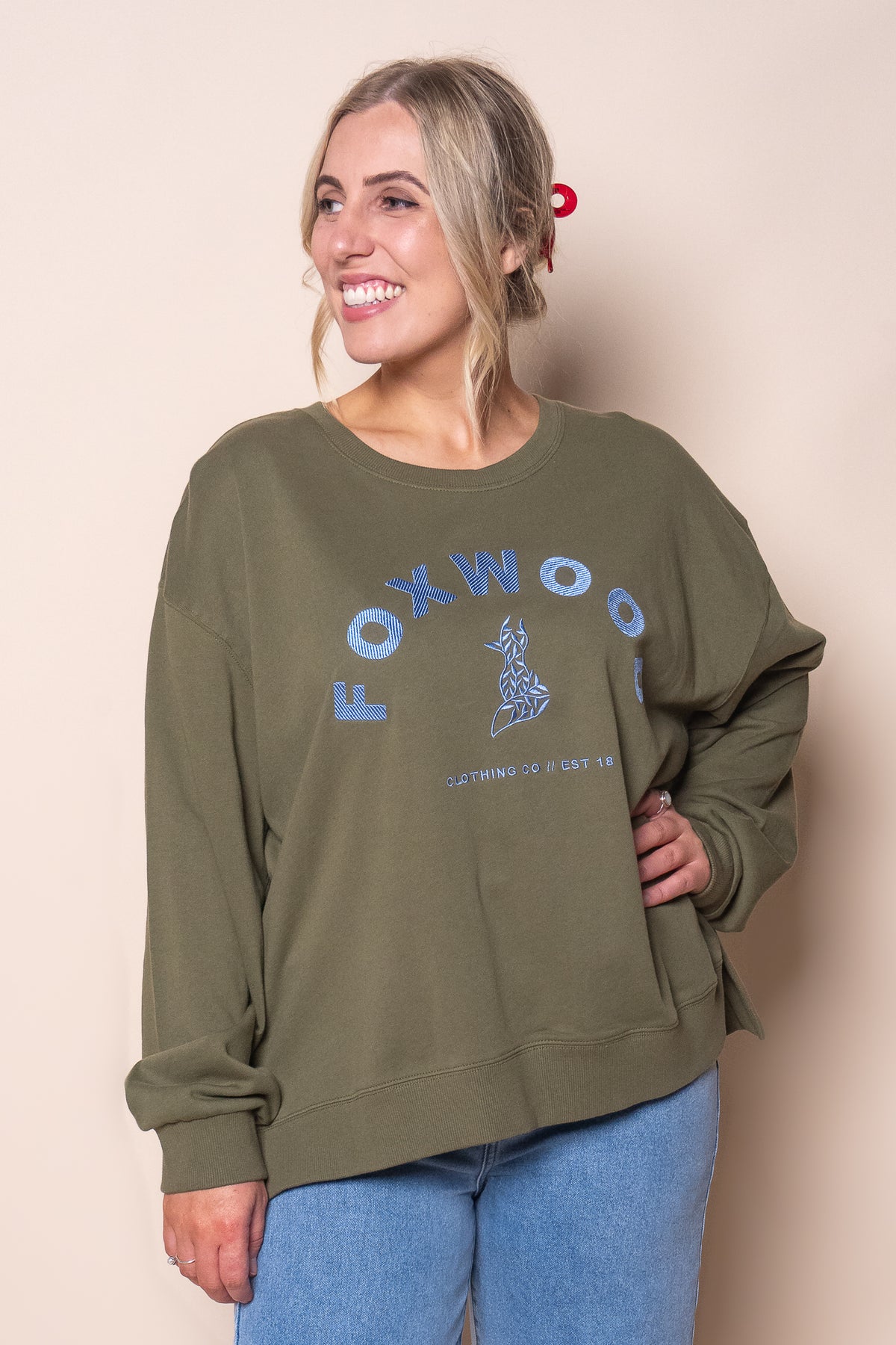 Effortless Contrast Crew in Winter Moss - Foxwood