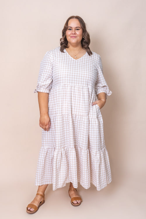 Romy Midi Dress in Beige