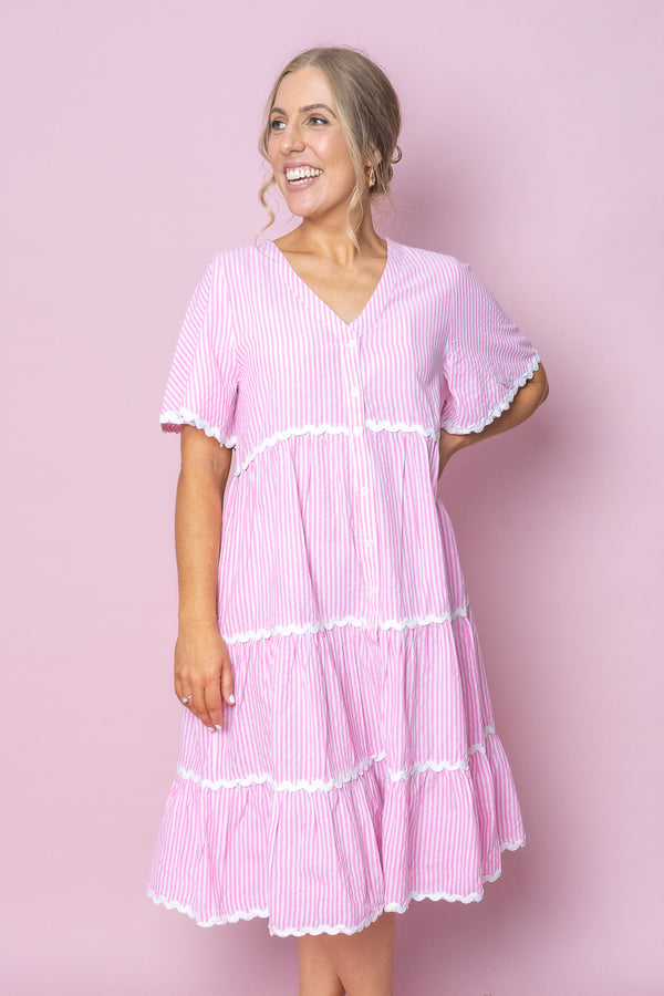 Giselle Dress in Bright Pink