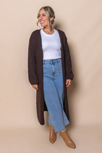 Khloe Speckled Knit Cardigan in Dark Chocolate