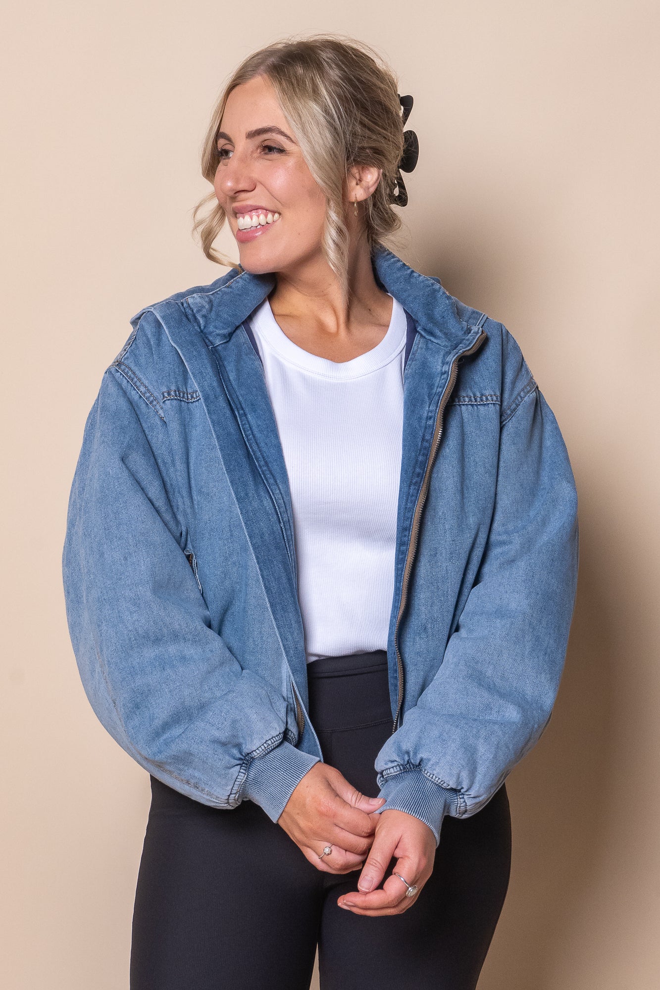 Brixton Denim Bomber Jacket in Light Blue - All About Eve – Always