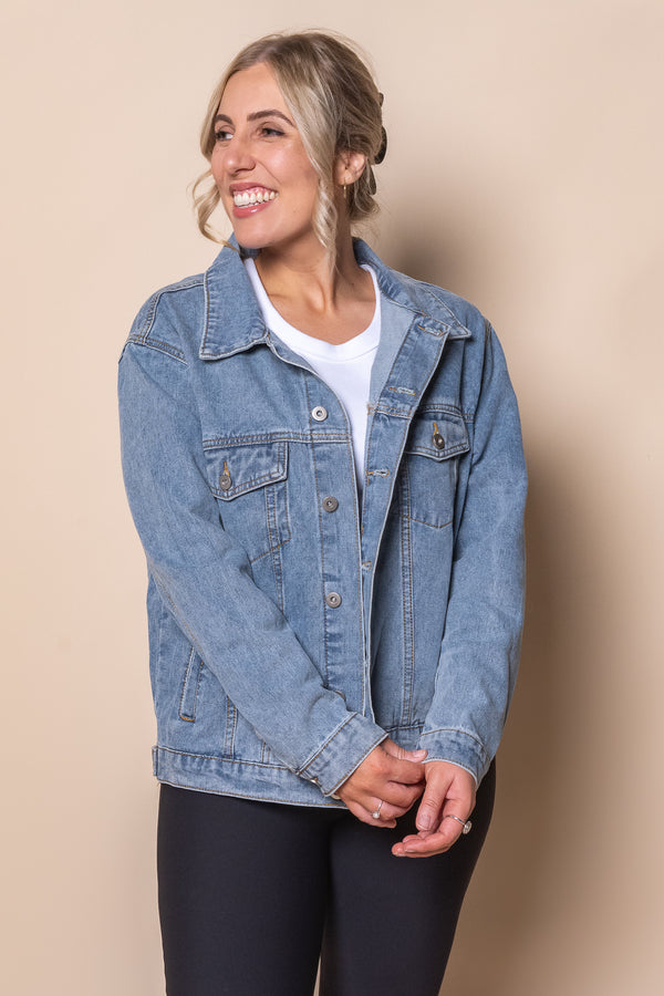 Tyra Denim Jacket in Mid Blue