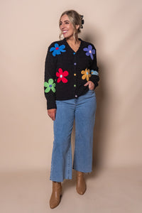 Michelle Daisy Knit Cardigan in Black