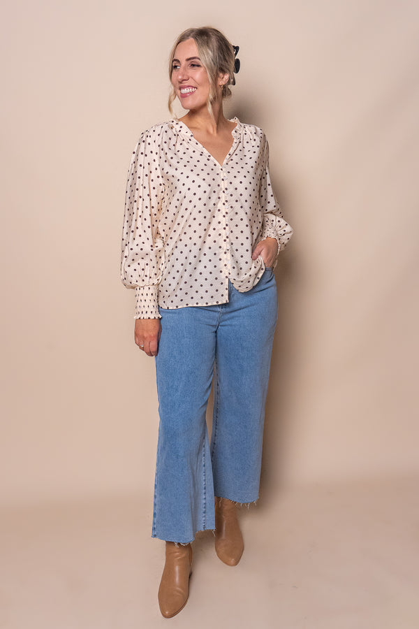 Nessa Spotted Top in Coffee Cream
