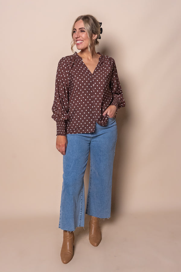 Nessa Spotted Top in Chocolate