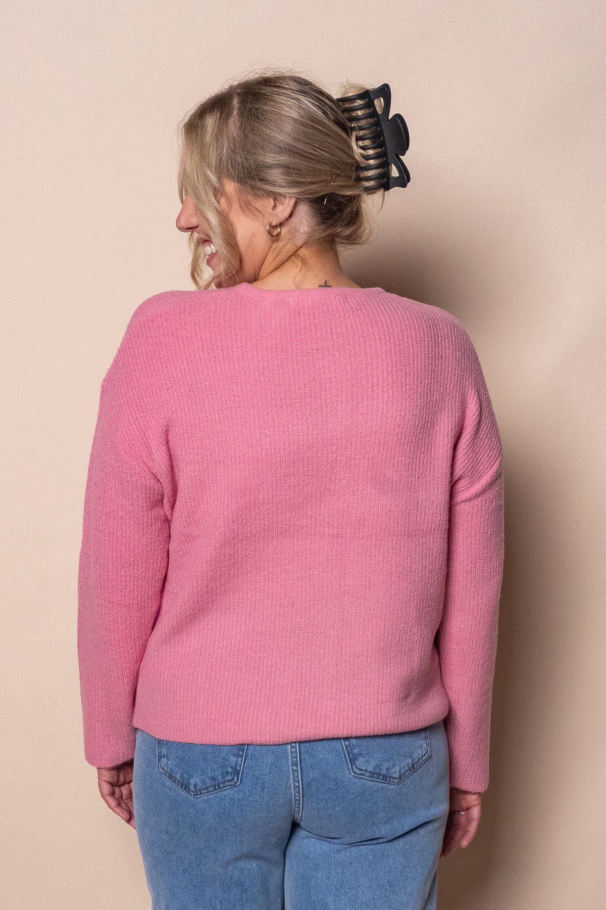 Murphy Knit Cardi in Sea Pink - Foxwood