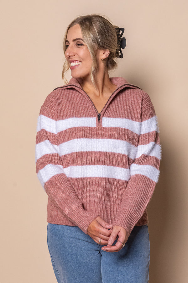 Gracie Zip Crew in Woodrose - Foxwood