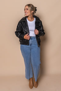 Eloise Faux Leather Jacket in Black