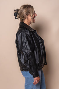 Eloise Faux Leather Jacket in Black