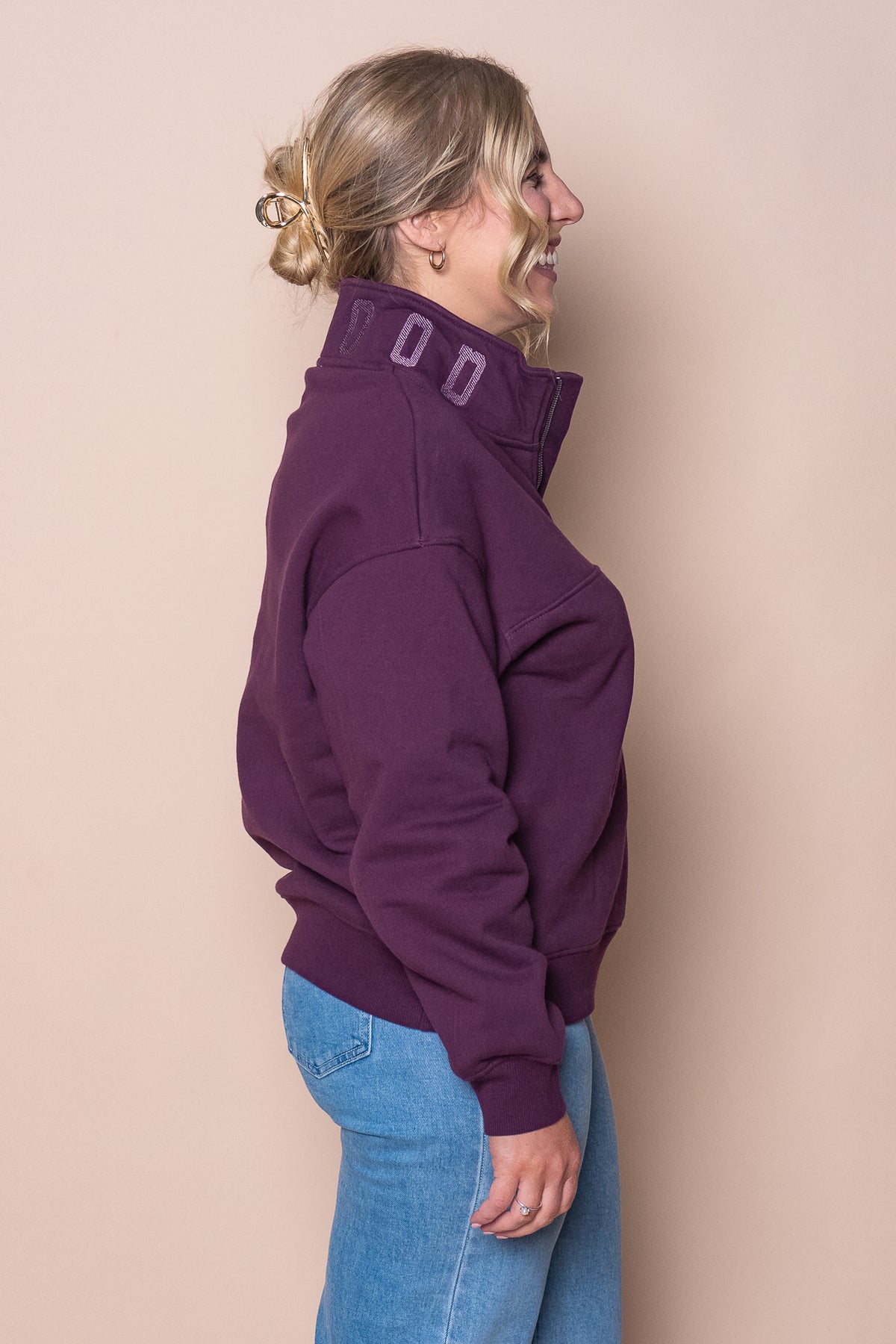 College Zip Crew in Plum - Foxwood