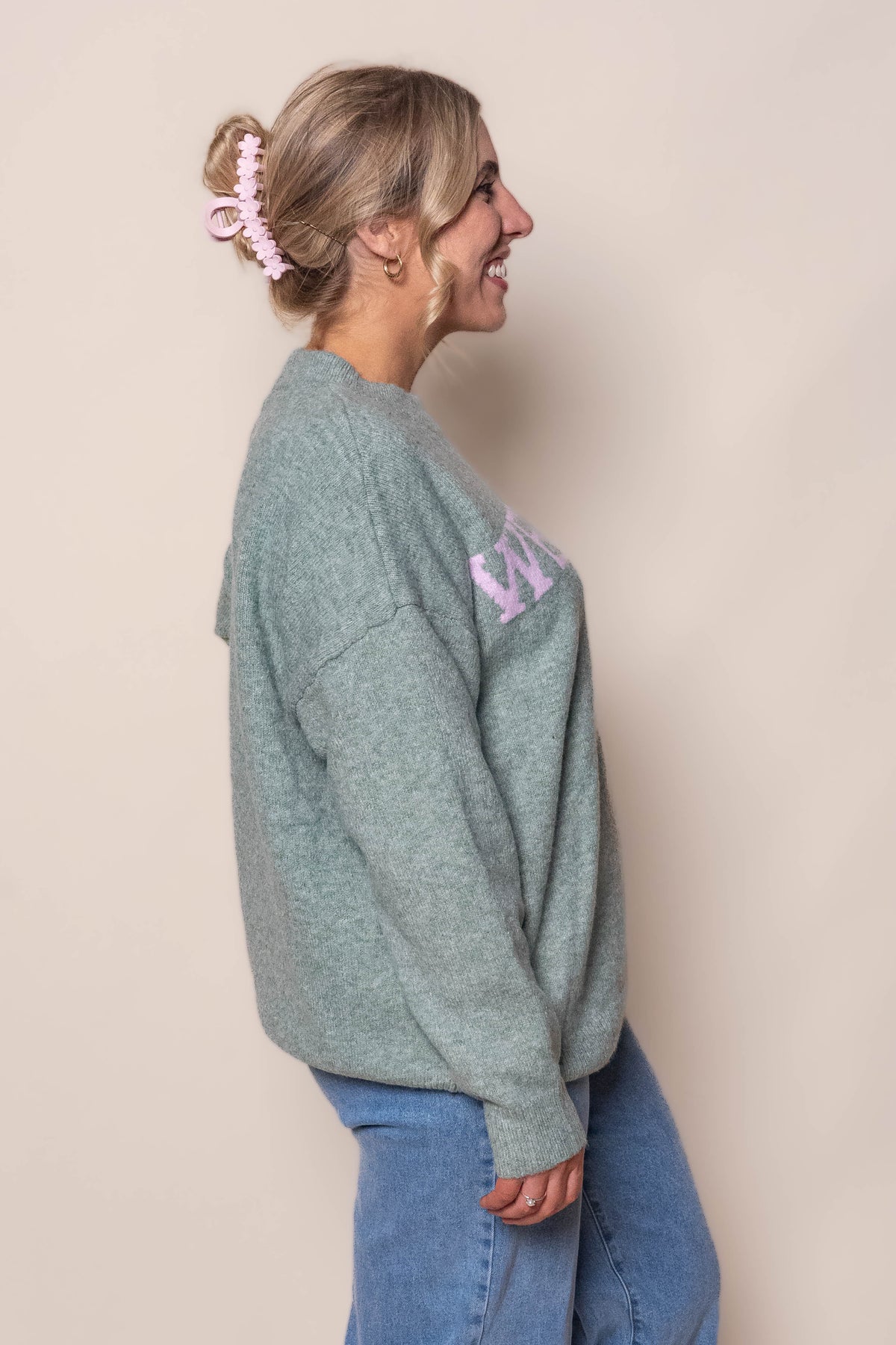 Oscar Knit Jumper in Sage Marle