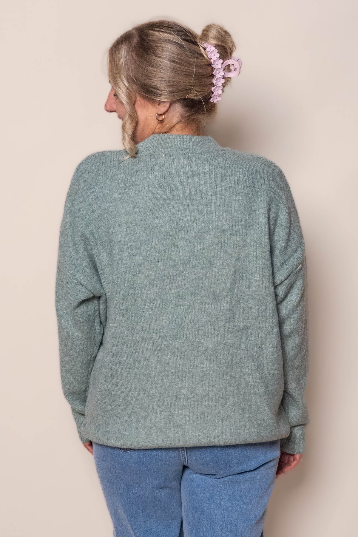 Oscar Knit Jumper in Sage Marle