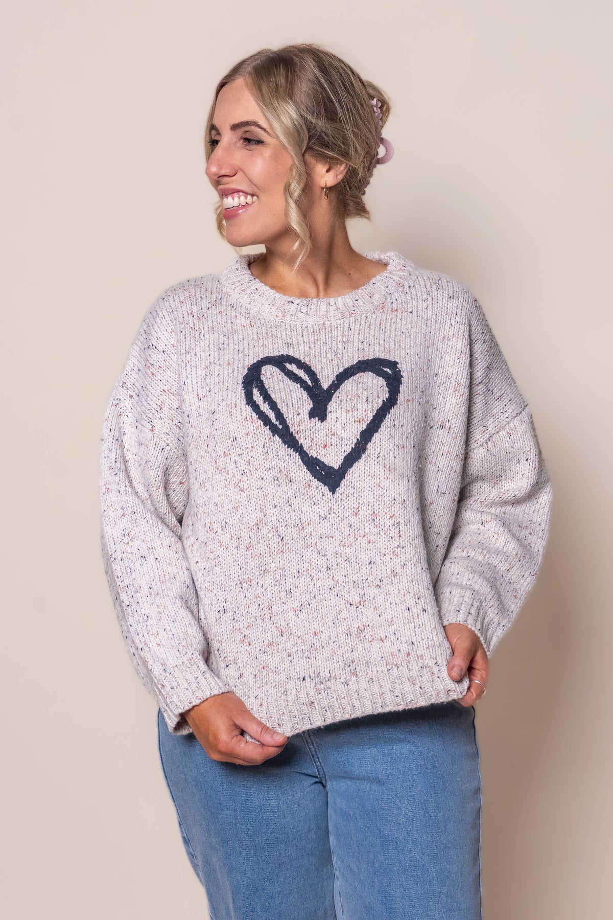 Melanie Knit Jumper in White Multi