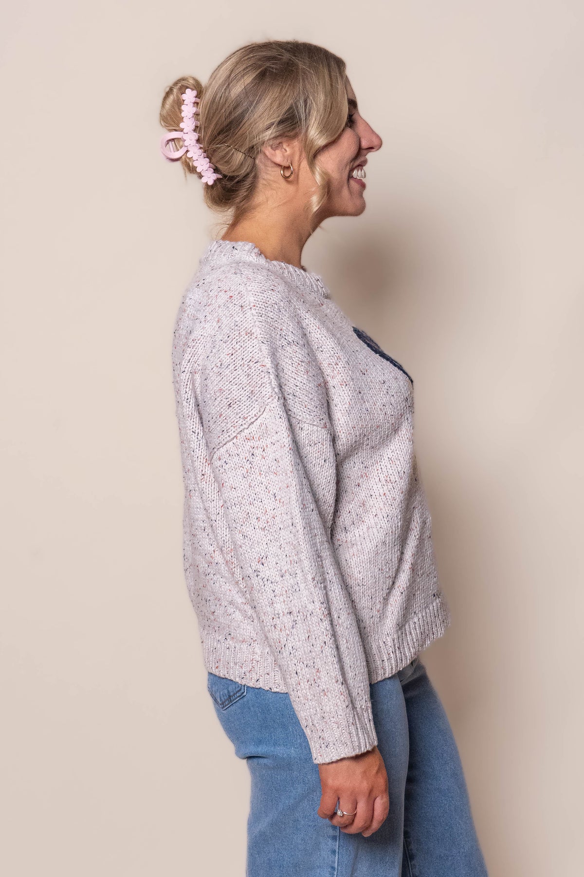 Melanie Knit Jumper in White Multi
