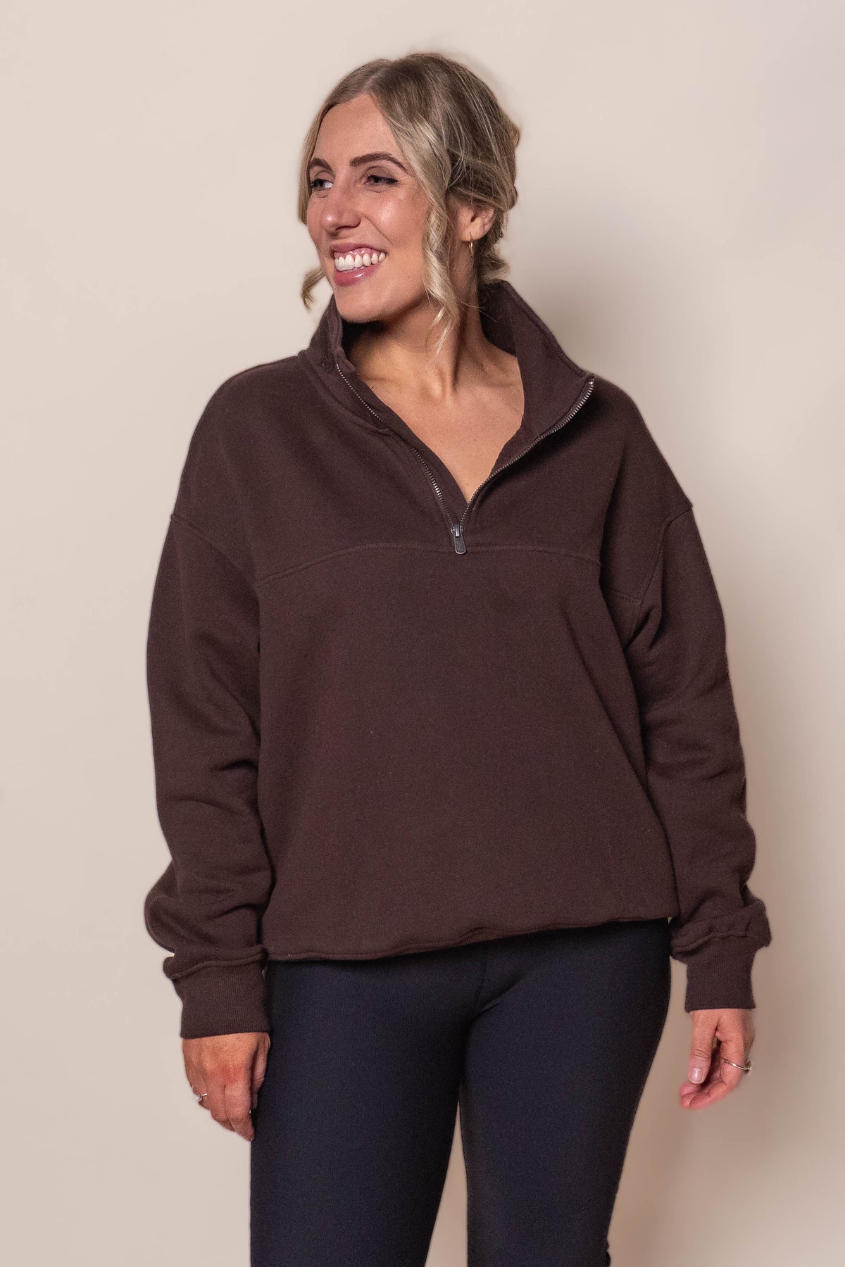 College Zip Crew in Coffee Bean - Foxwood