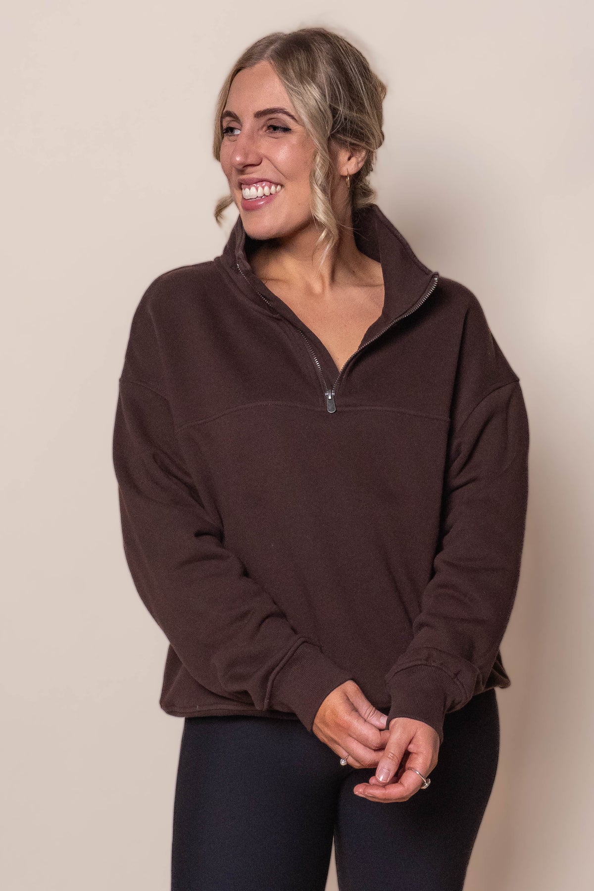 College Zip Crew in Coffee Bean - Foxwood