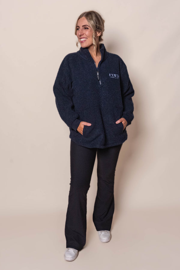 Weekend Boucle Crew in Dark Sapphire - Foxwood