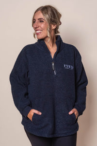 Weekend Boucle Crew in Dark Sapphire - Foxwood