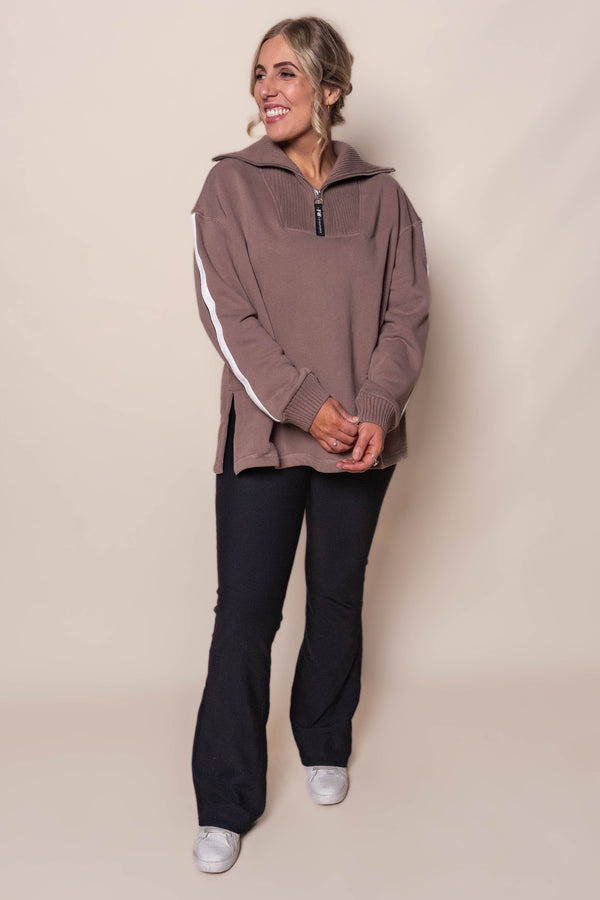 Knit Collar Crew in Brown - Foxwood