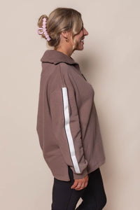 Knit Collar Crew in Brown - Foxwood