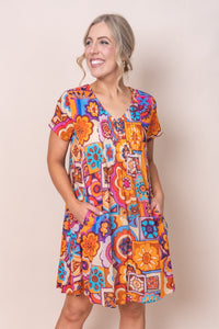 Kelsey Dress in Orange Multi