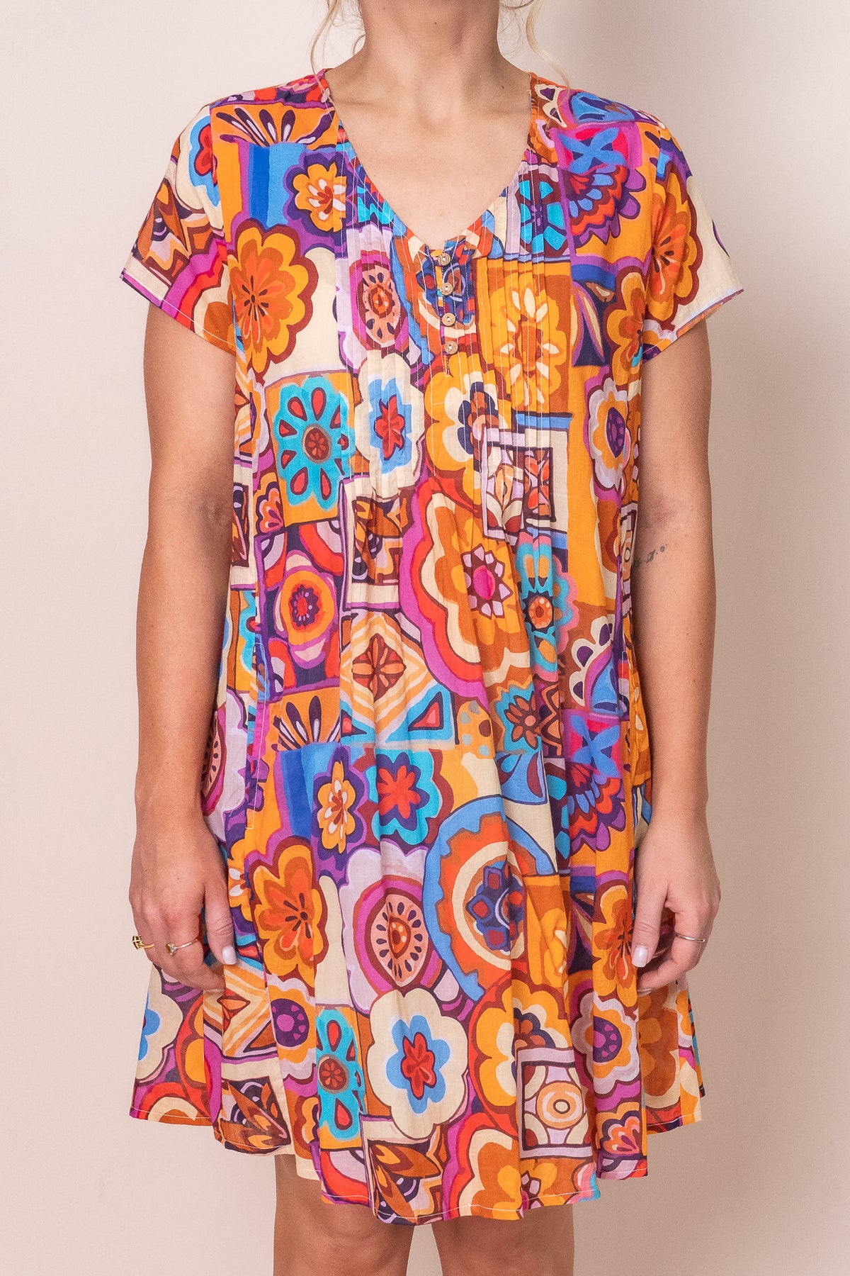 Kelsey Dress in Orange Multi