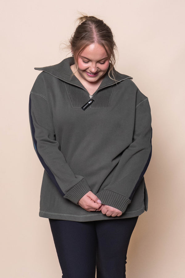 Knit Collar Crew in Khaki - Foxwood