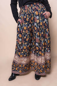 Yolande Floral Pants in Deep Navy