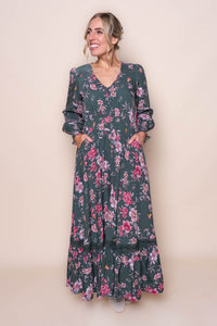 Marie Maxi Dress in Forest Green