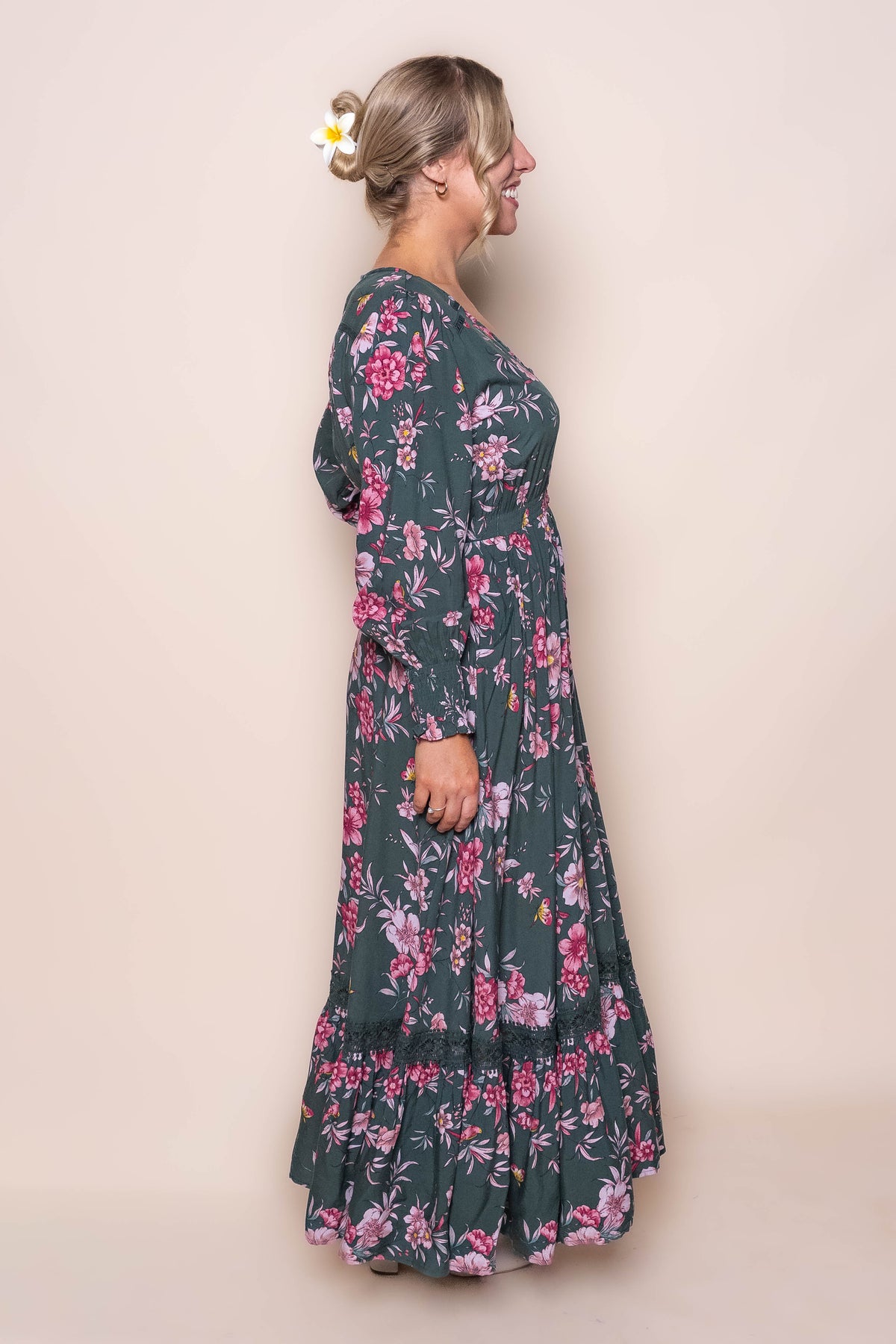 Marie Maxi Dress in Forest Green