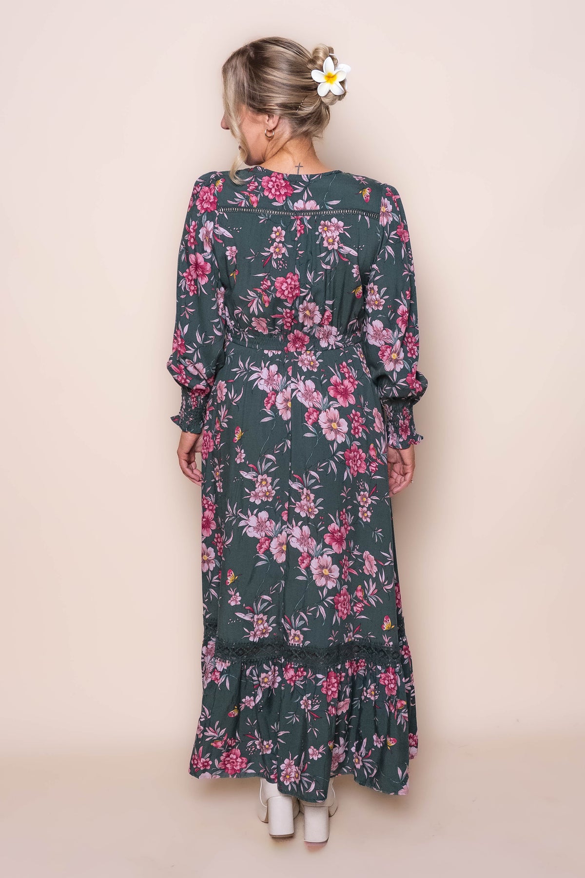 Marie Maxi Dress in Forest Green