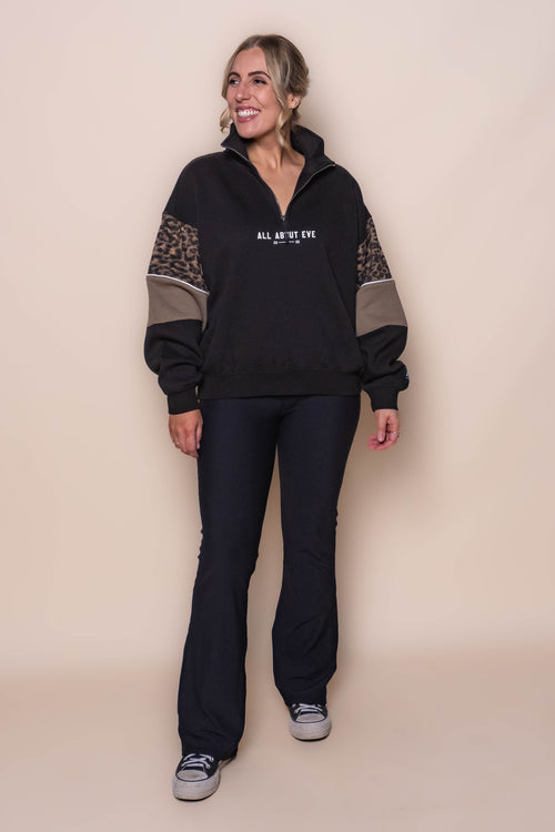 Into the Wild 1/4 Zip Crew in Black - All About Eve