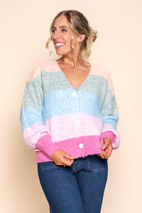 Tellulah Knit Cardi in Mango Multi Stripe