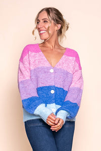Tellulah Knit Cardi in Pink Multi Stripe