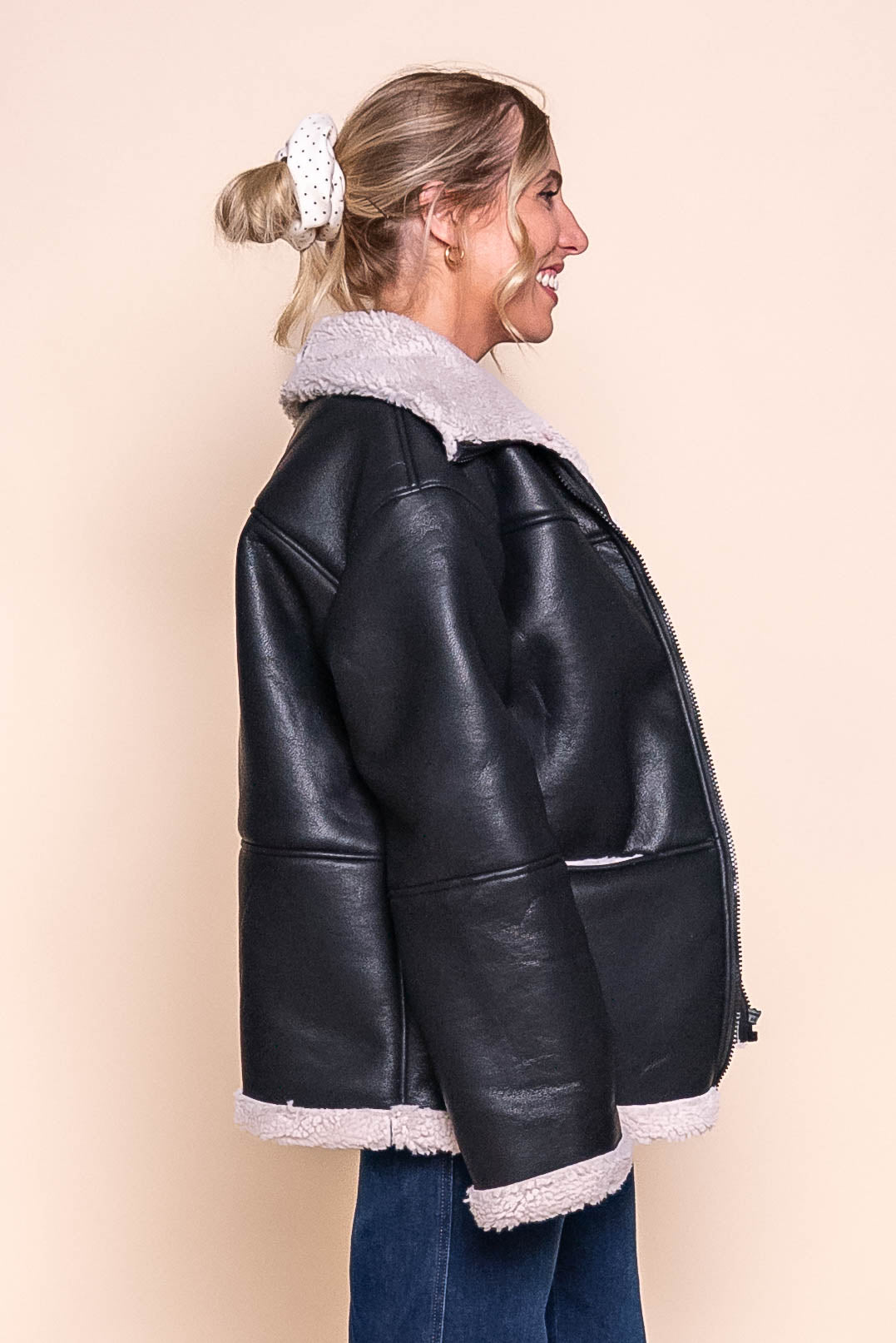 Trent Sherpa Jacket in Black