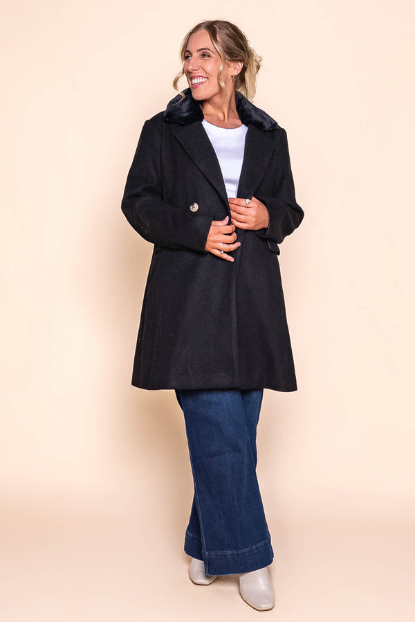 Gemma Double-Breasted Coat in Black