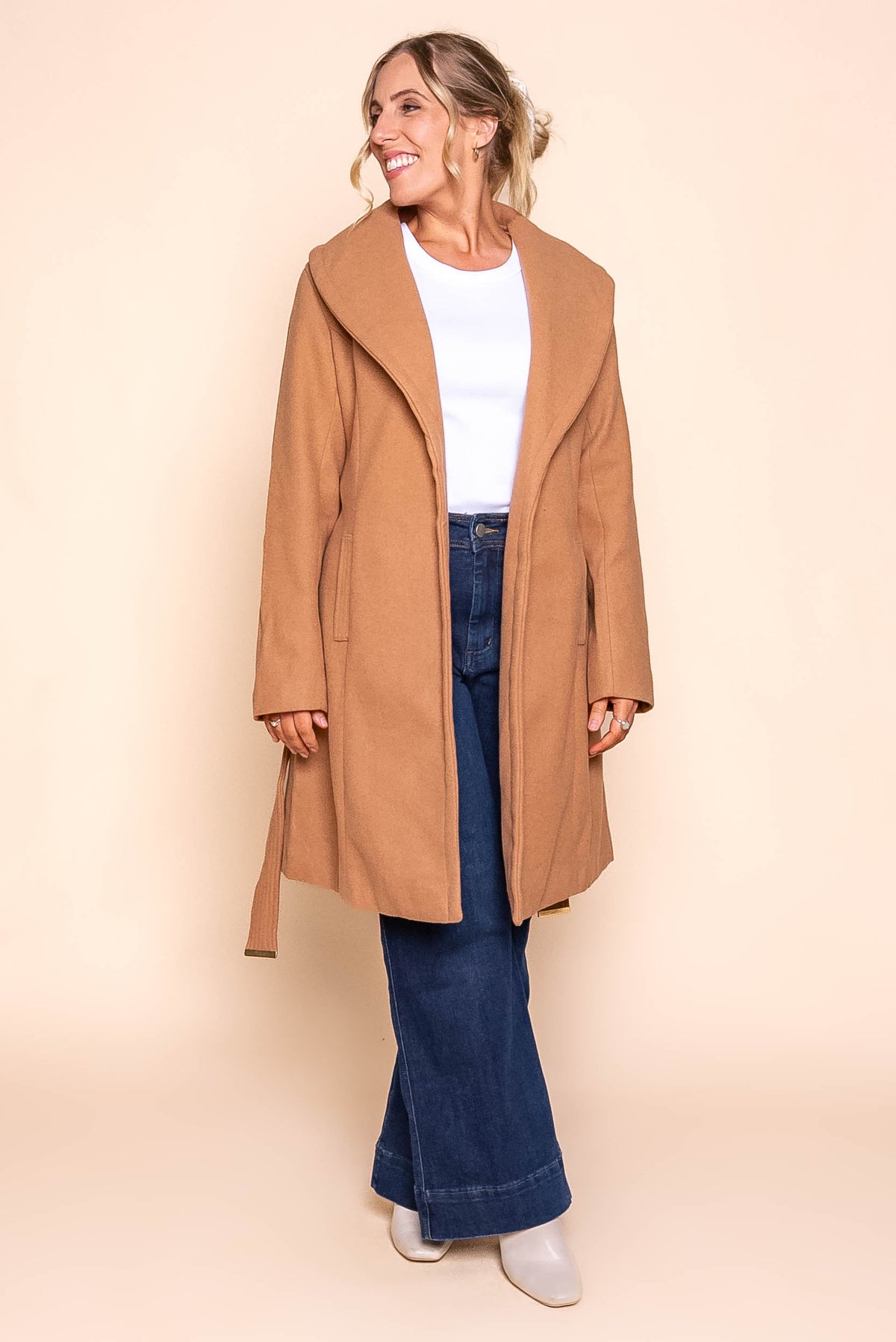 Corbett Shawl Coat in Camel
