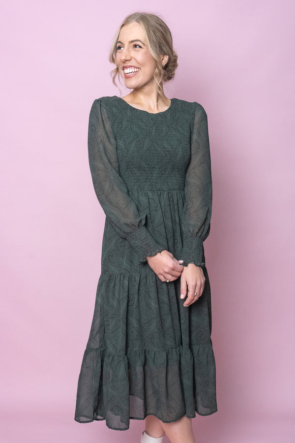 Deena Dress in Forest Green