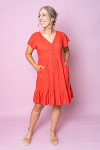 Harlow Dress in Spanish Red