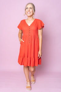 Harlow Dress in Spanish Red