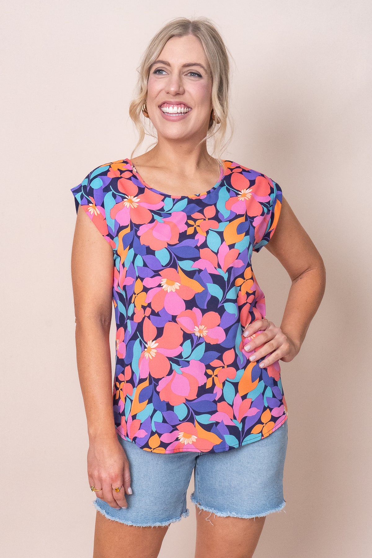 Lindy Top in Navy Multi