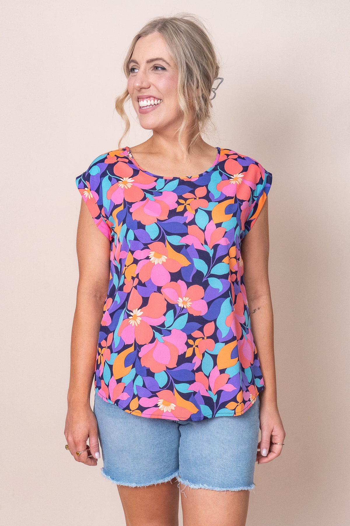 Lindy Top in Navy Multi