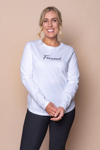 Signature L/S Tee in White - Foxwood