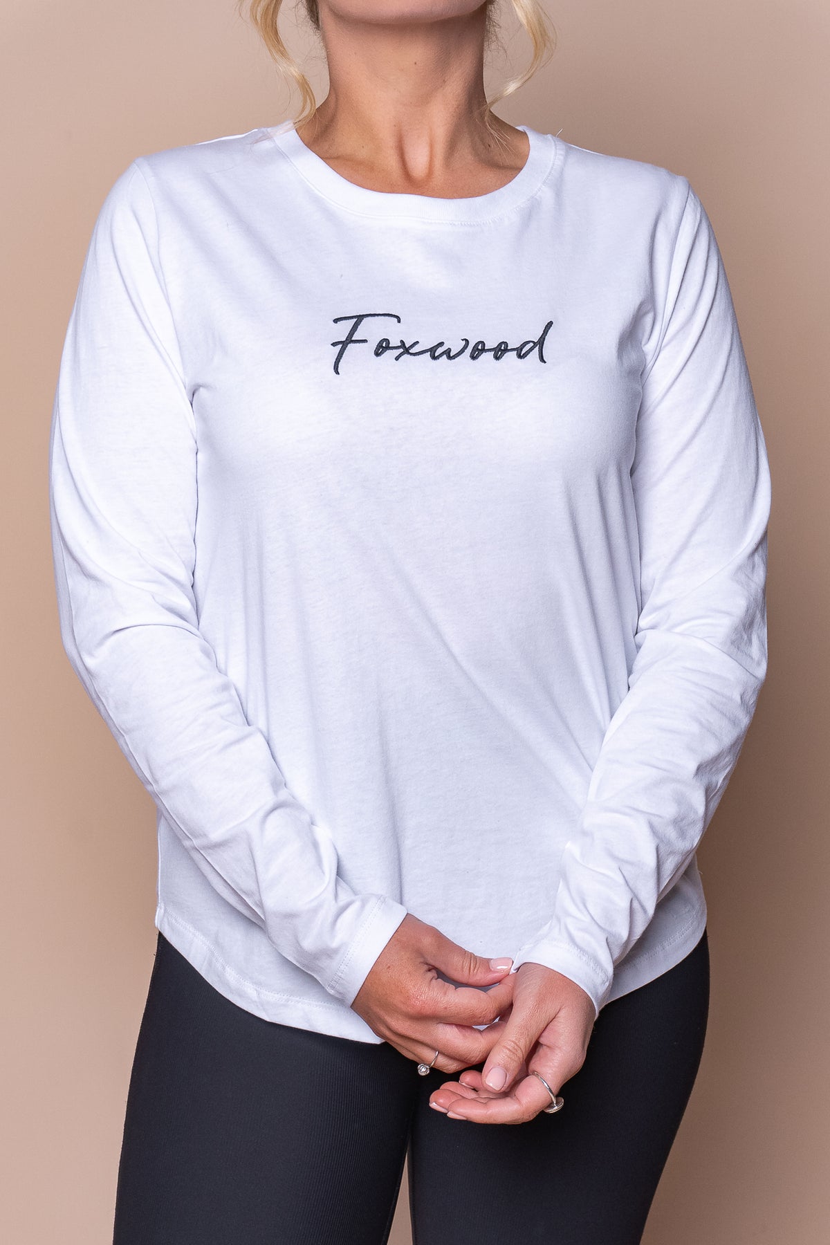 Signature L/S Tee in White - Foxwood