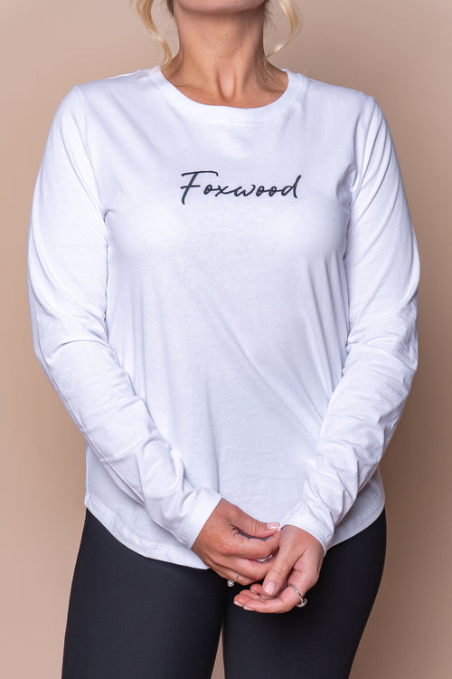 Signature L/S Tee in White - Foxwood