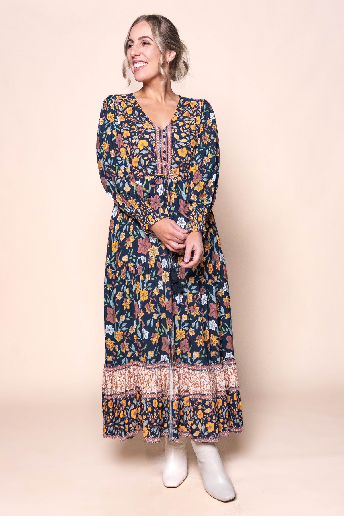 Adelina Maxi Dress in Deep Navy