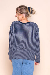 Hutch L/S Tee in Navy/White Stripe - Foxwood