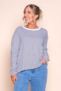 Hutch L/S Tee in White/Black Stripe - Foxwood