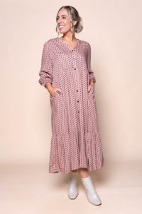 Vicky Midi Dress in Dusty Pink